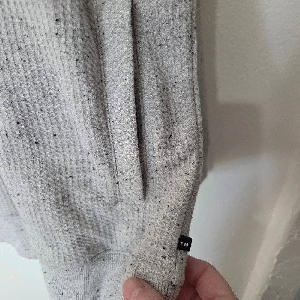 Travis Mathew Cloud Waffle Knit Hoodie Light Grey Speckled Pullover Mens Large